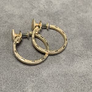 Vintage Coro Gold Tone Mini Hoop Earrings Screw Back Huggie Earrings